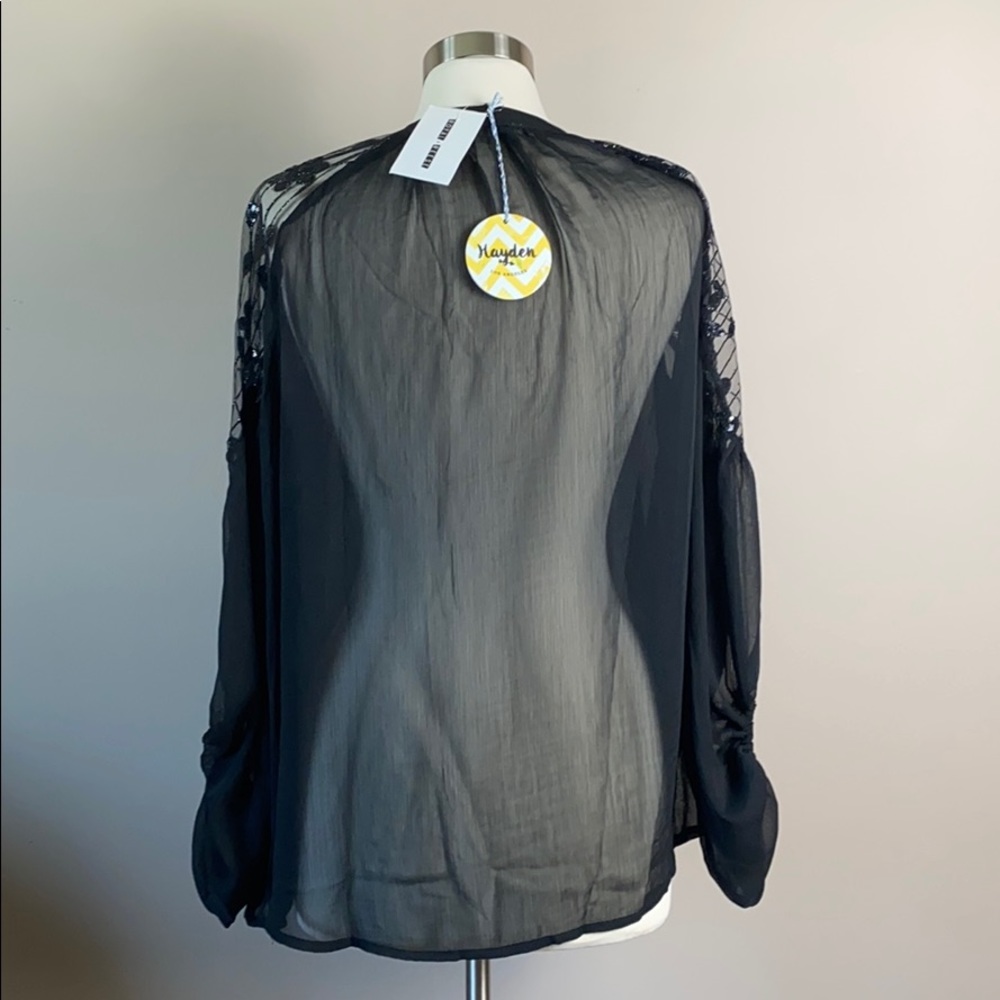 NWTs Boutique Brand Sheer Embellished Blouse - Picture 4 of 8